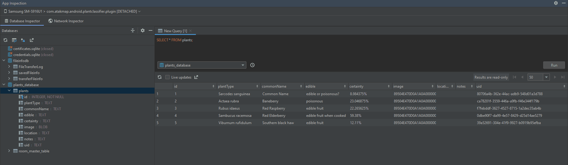 Database Visual Inspect - hugo