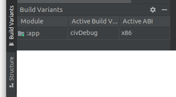 Build Variant set to civDebug - hugo